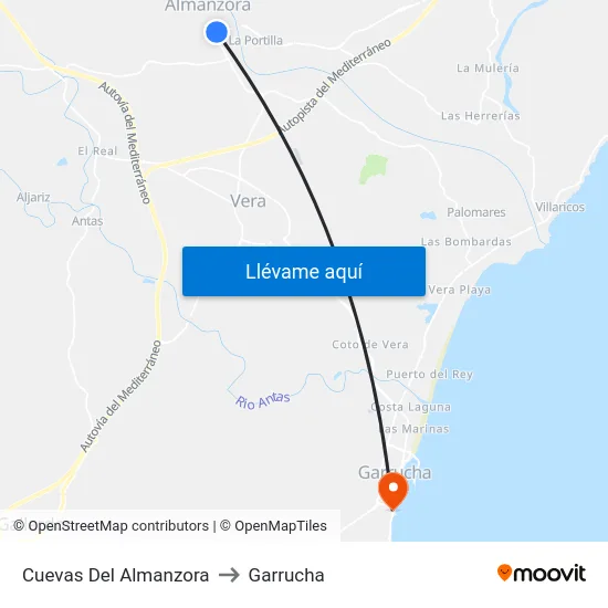 Cuevas Del Almanzora to Garrucha map