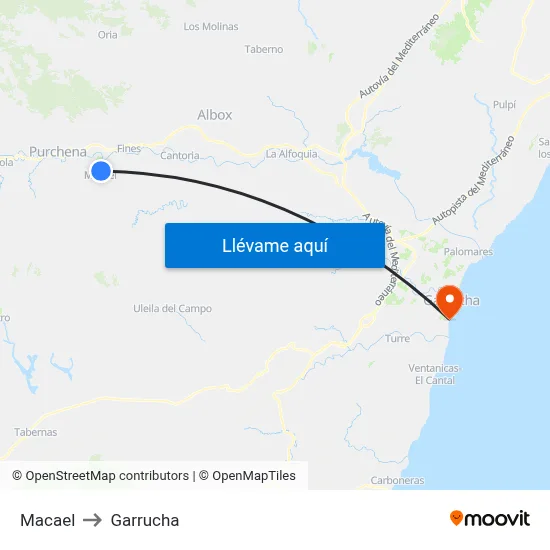 Macael to Garrucha map