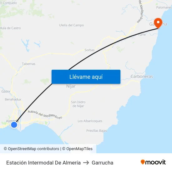 Estación Intermodal De Almería to Garrucha map