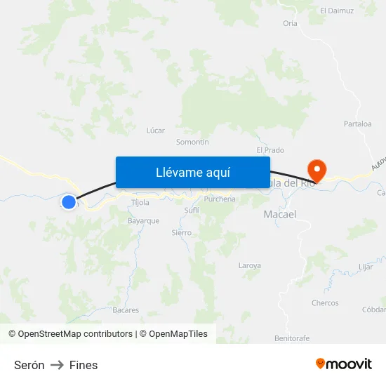 Serón to Fines map