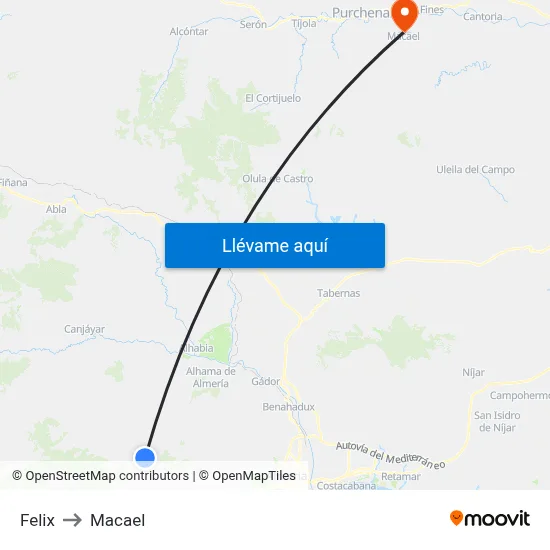 Felix to Macael map