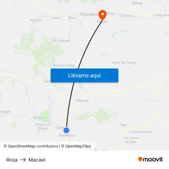 Rioja to Macael map