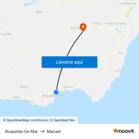 Roquetas De Mar to Macael map