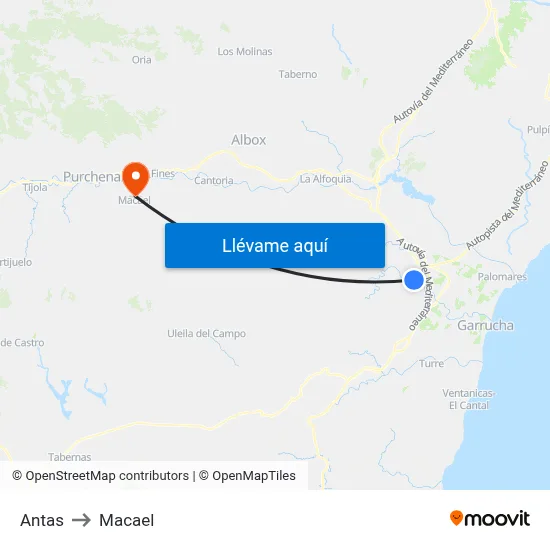 Antas to Macael map