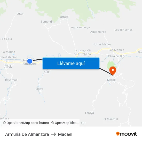 Armuña De Almanzora to Macael map