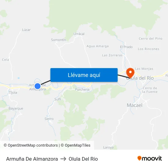 Armuña De Almanzora to Olula Del Río map
