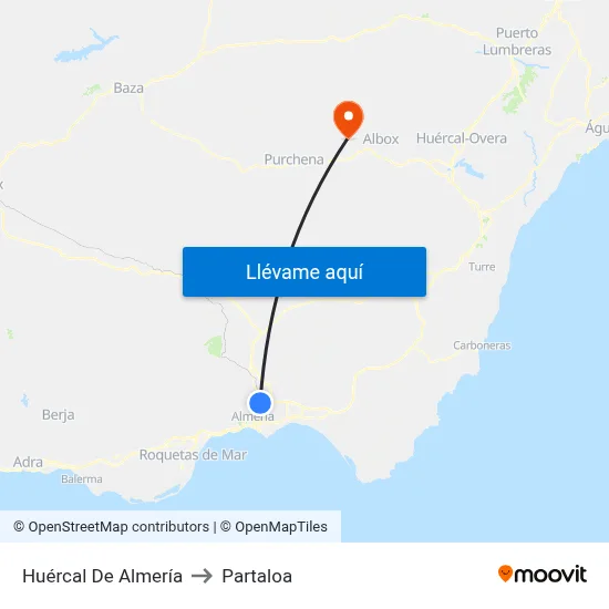 Huércal De Almería to Partaloa map