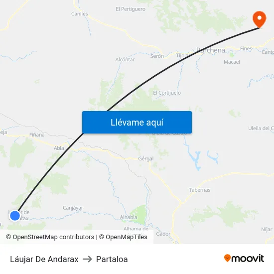 Láujar De Andarax to Partaloa map