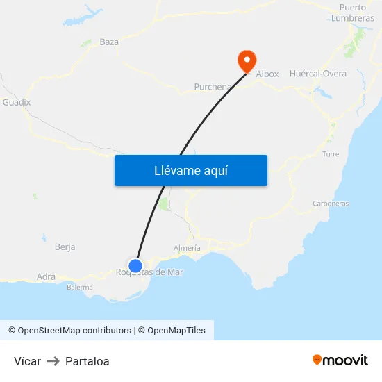Vícar to Partaloa map