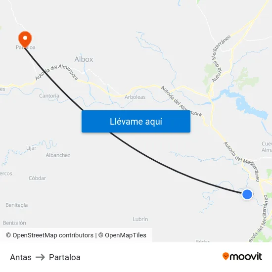 Antas to Partaloa map