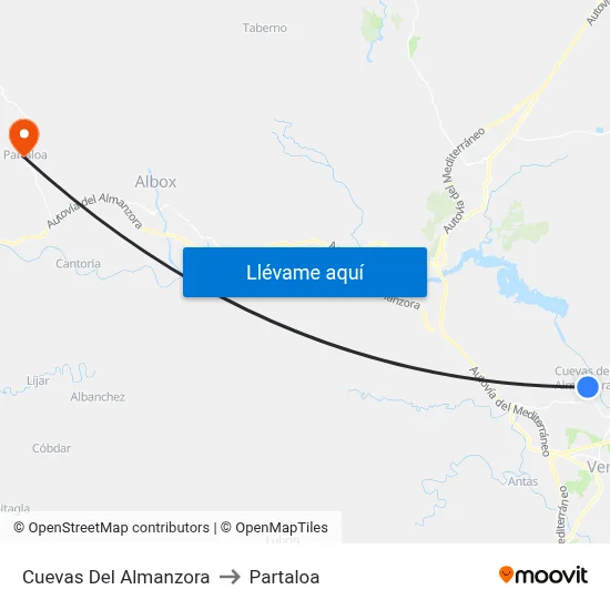 Cuevas Del Almanzora to Partaloa map