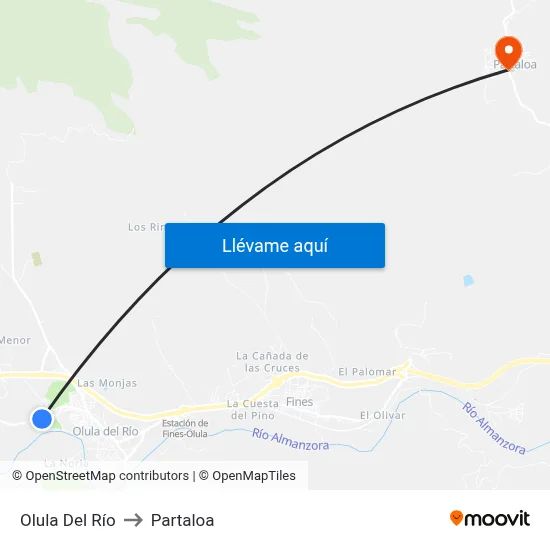 Olula Del Río to Partaloa map