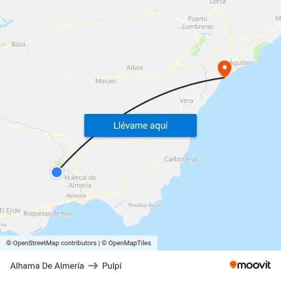 Alhama De Almería to Pulpí map