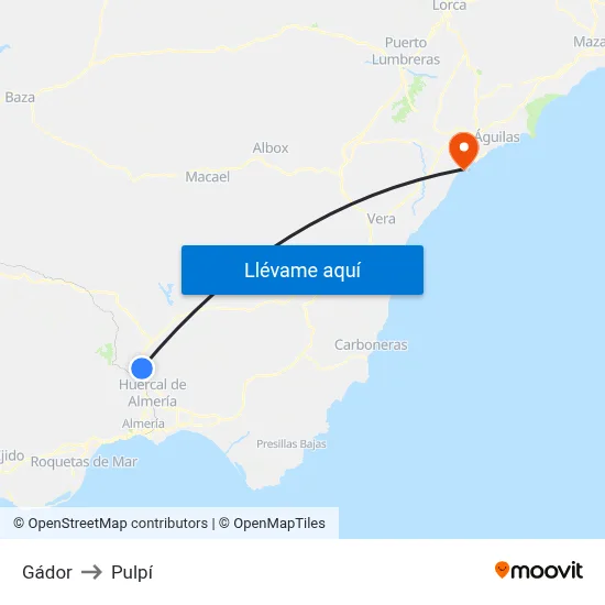 Gádor to Pulpí map