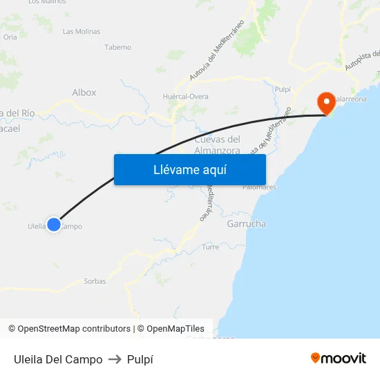 Uleila Del Campo to Pulpí map