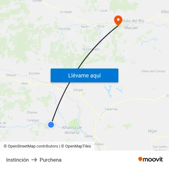 Instinción to Purchena map