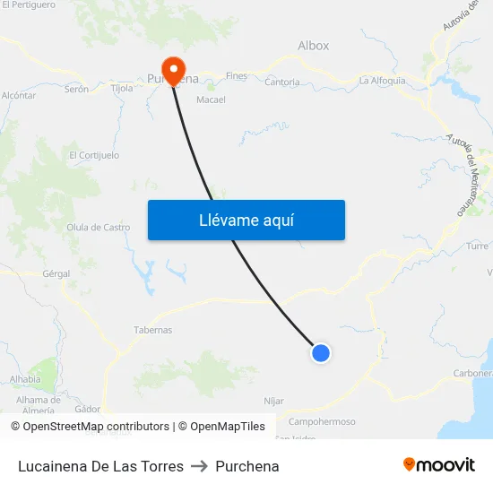 Lucainena De Las Torres to Purchena map