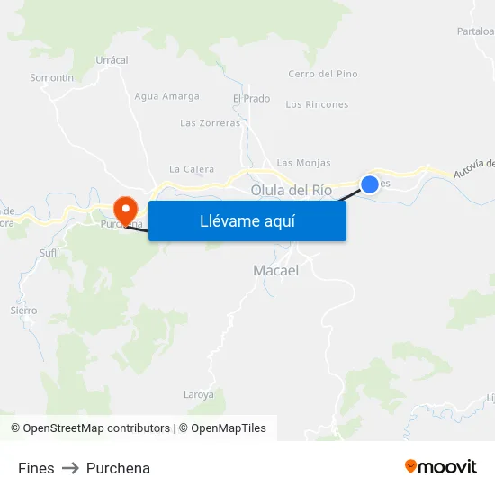 Fines to Purchena map