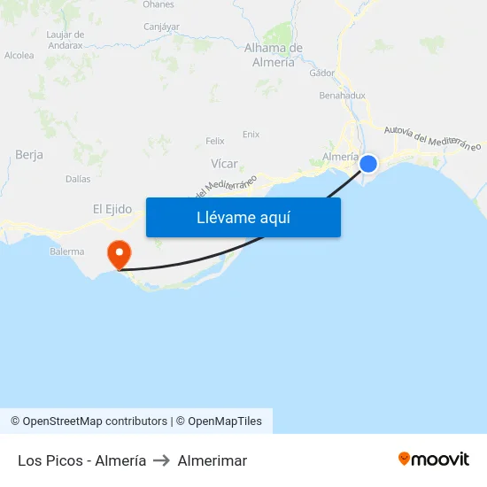 Los Picos - Almería to Almerimar map