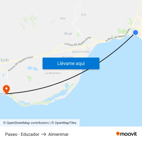 Paseo - Educador to Almerimar map