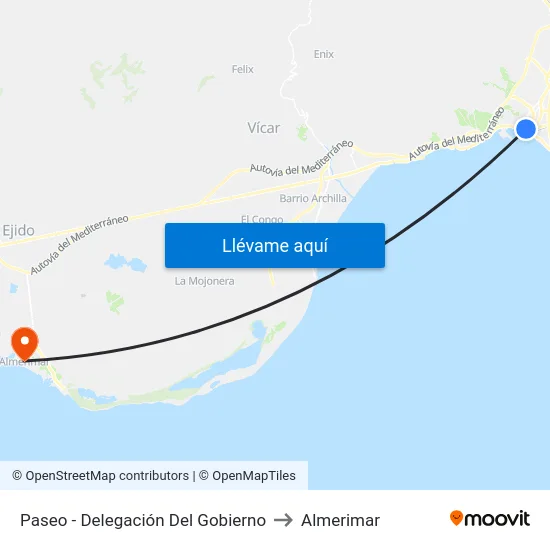 Paseo - Delegación Del Gobierno to Almerimar map