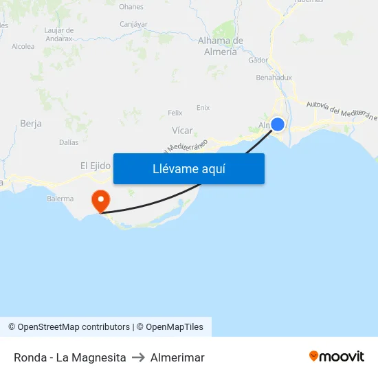 Ronda - La Magnesita to Almerimar map