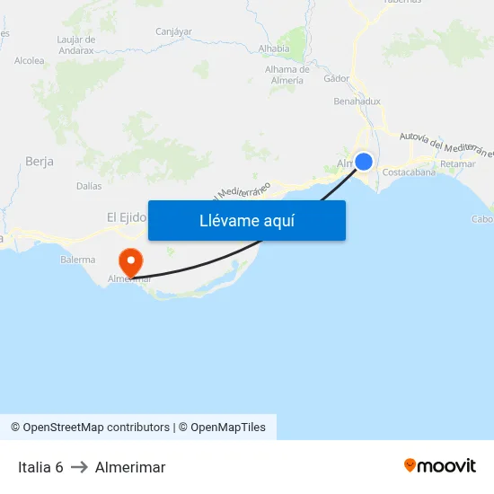 Italia 6 to Almerimar map