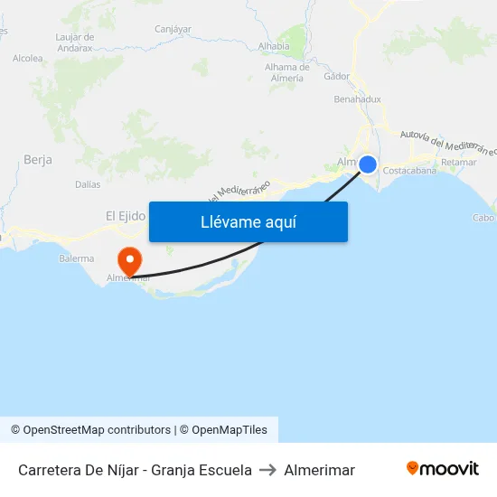 Carretera De Níjar - Granja Escuela to Almerimar map
