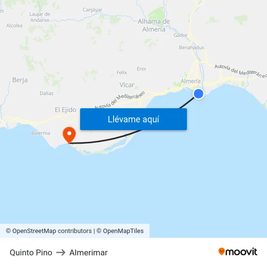 Quinto Pino to Almerimar map