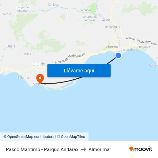 Paseo Marítimo - Parque Andarax to Almerimar map