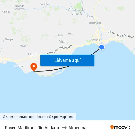 Paseo Marítimo - Río Andarax to Almerimar map
