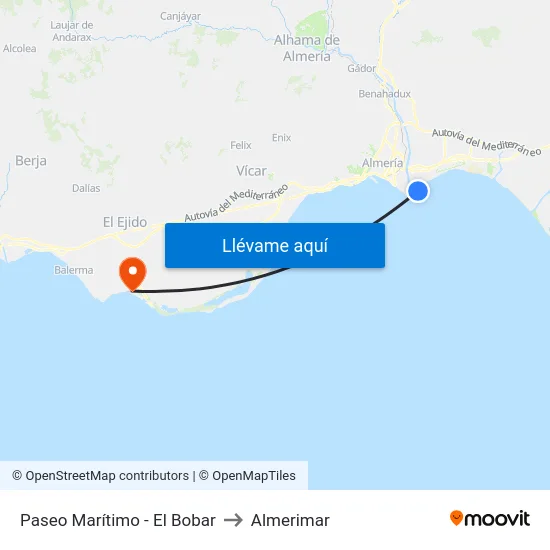 Paseo Marítimo - El Bobar to Almerimar map