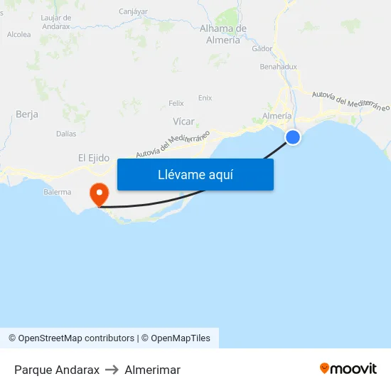 Parque Andarax to Almerimar map