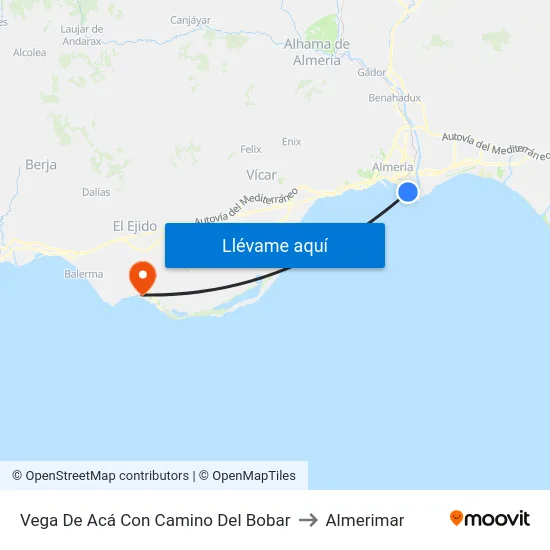 Vega De Acá Con Camino Del Bobar to Almerimar map