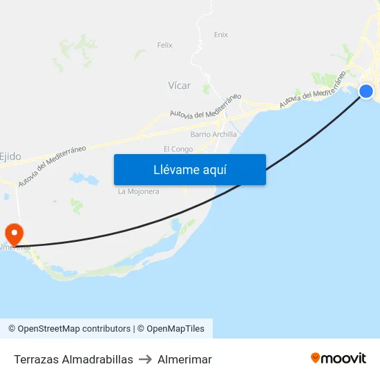 Terrazas Almadrabillas to Almerimar map