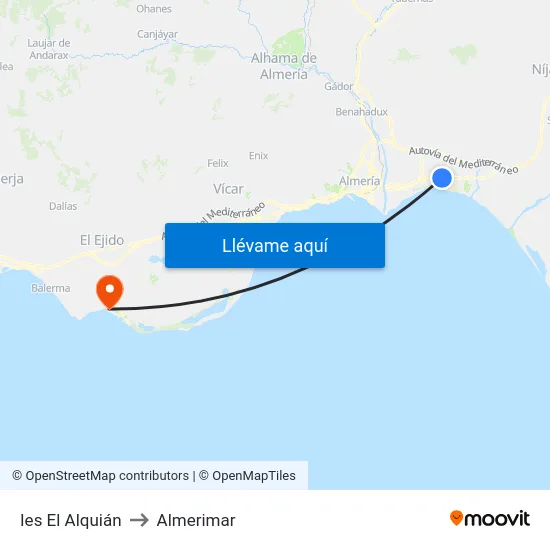 Ies El Alquián to Almerimar map