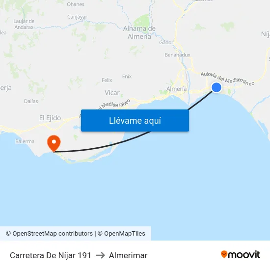 Carretera De Níjar 191 to Almerimar map