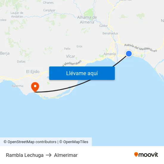 Rambla Lechuga to Almerimar map