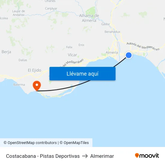 Costacabana - Pistas Deportivas to Almerimar map