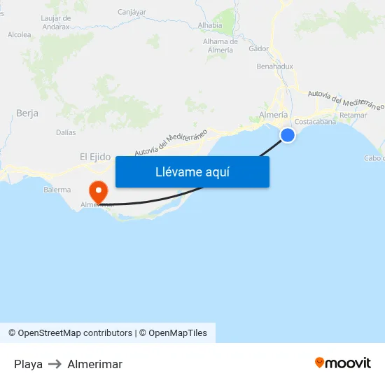 Playa to Almerimar map