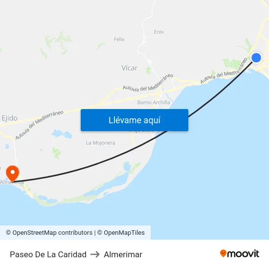 Paseo De La Caridad to Almerimar map