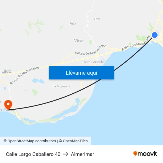 Calle Largo Caballero 40 to Almerimar map