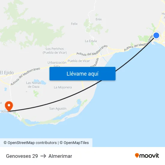 Genoveses 29 to Almerimar map