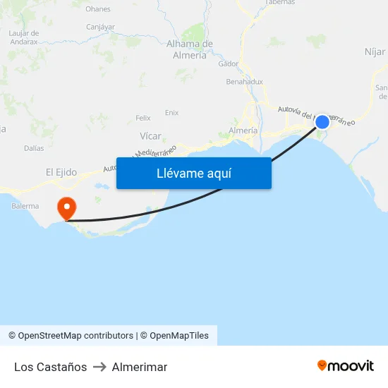 Los Castaños to Almerimar map