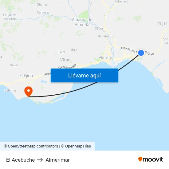 El Acebuche to Almerimar map