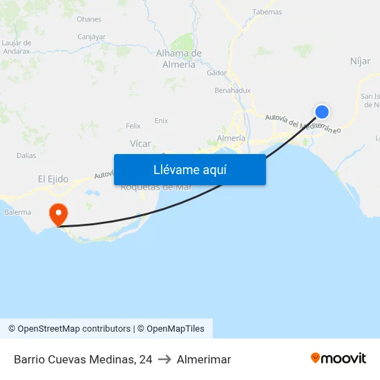 Barrio Cuevas Medinas, 24 to Almerimar map