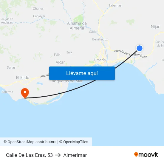 Calle De Las Eras, 53 to Almerimar map