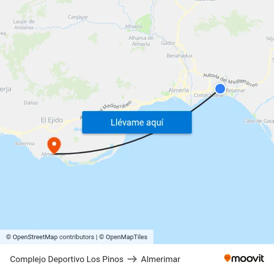 Complejo Deportivo Los Pinos to Almerimar map