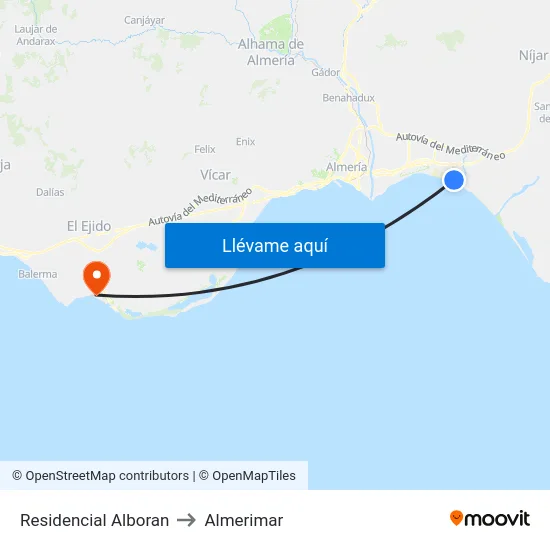 Residencial Alboran to Almerimar map