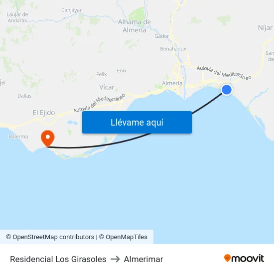 Residencial Los Girasoles to Almerimar map